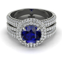 Sapphire Halo Luxury Pave Engagement Ring - Sierra No. 15 image 1