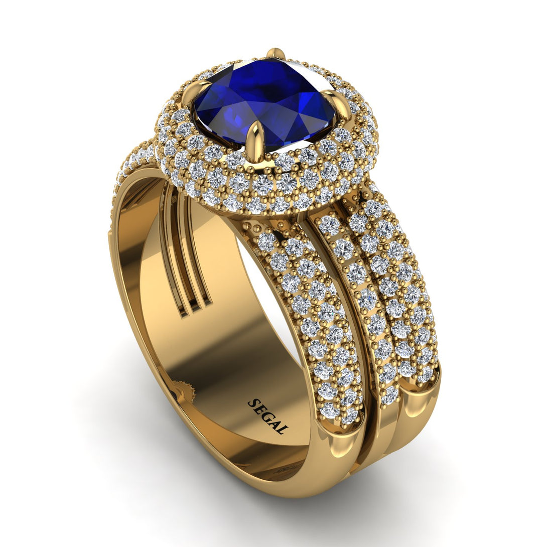 Sapphire Halo Luxury Pave Engagement Ring - Sierra No. 13