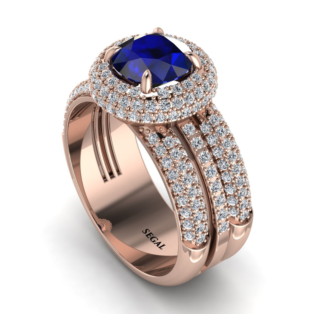 Sapphire Halo Luxury Pave Engagement Ring - Sierra No. 14