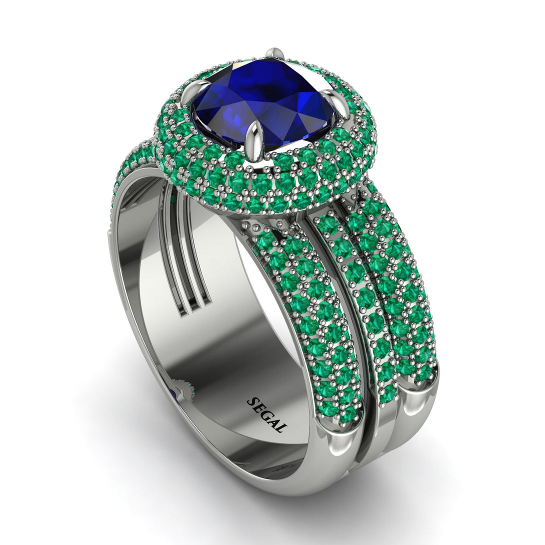 Sapphire Halo Luxury Pave Engagement Ring - Sierra No. 30