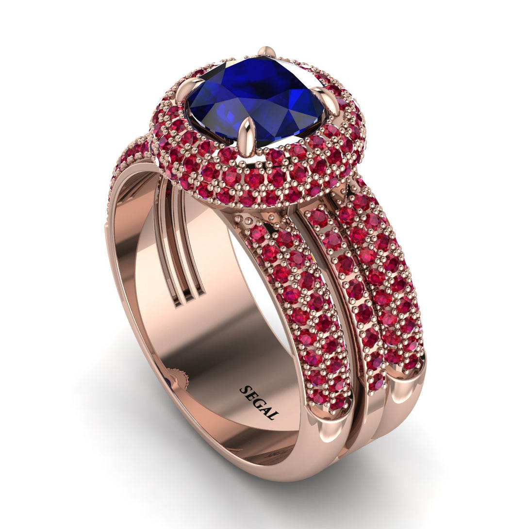 Sapphire Halo Luxury Pave Engagement Ring - Sierra No. 59
