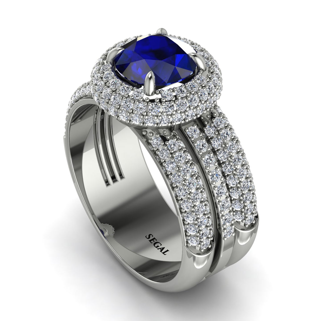 Sapphire Halo Luxury Pave Engagement Ring - Sierra No. 15