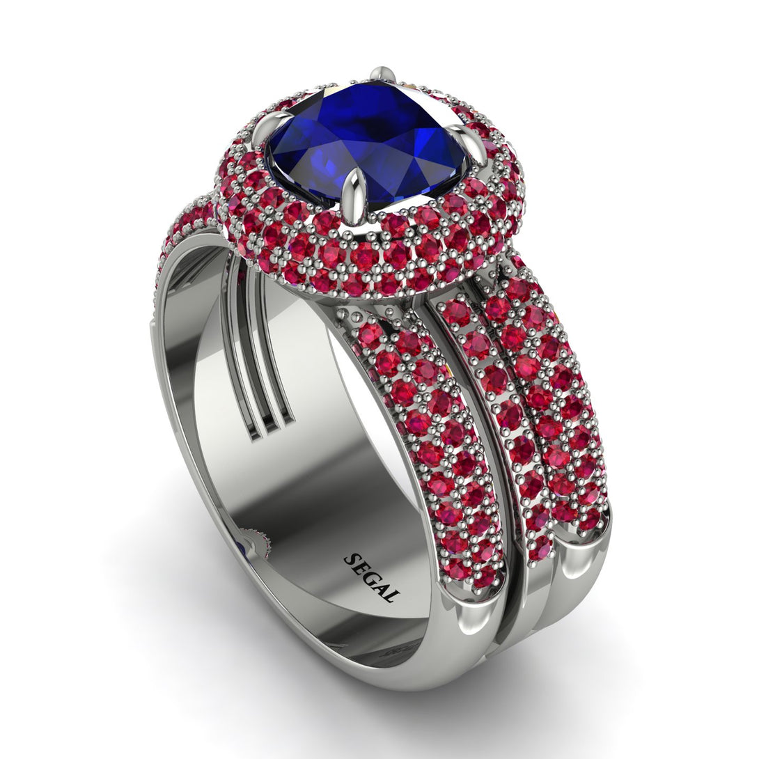 Sapphire Halo Luxury Pave Engagement Ring - Sierra No. 60
