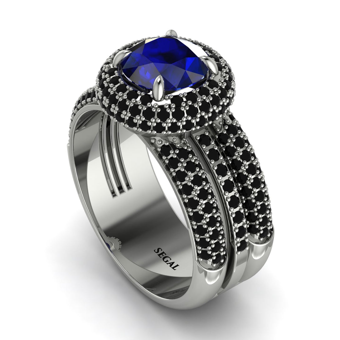 Sapphire Halo Luxury Pave Engagement Ring - Sierra No. 45