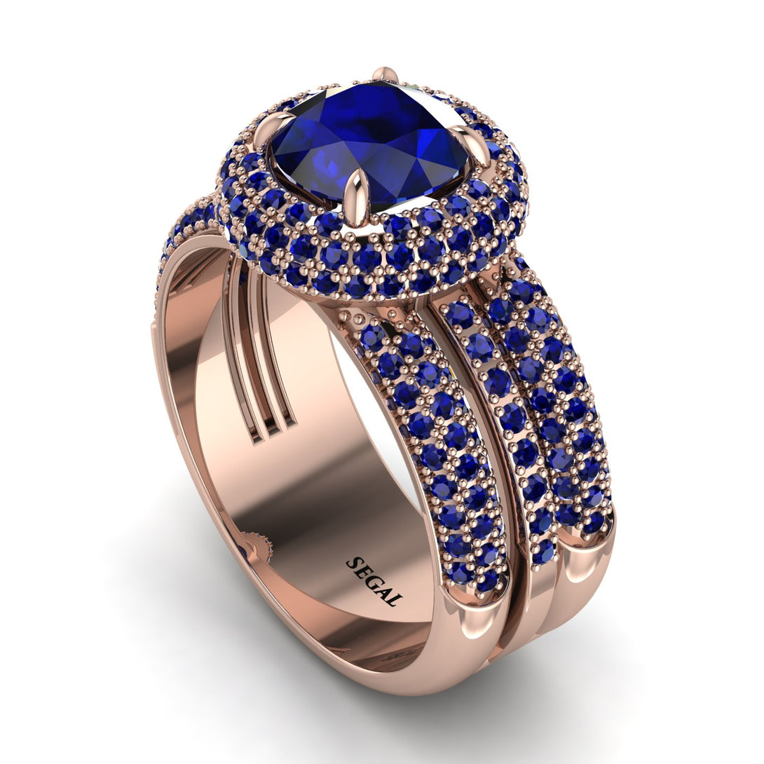 Sapphire Halo Luxury Pave Engagement Ring - Sierra No. 74