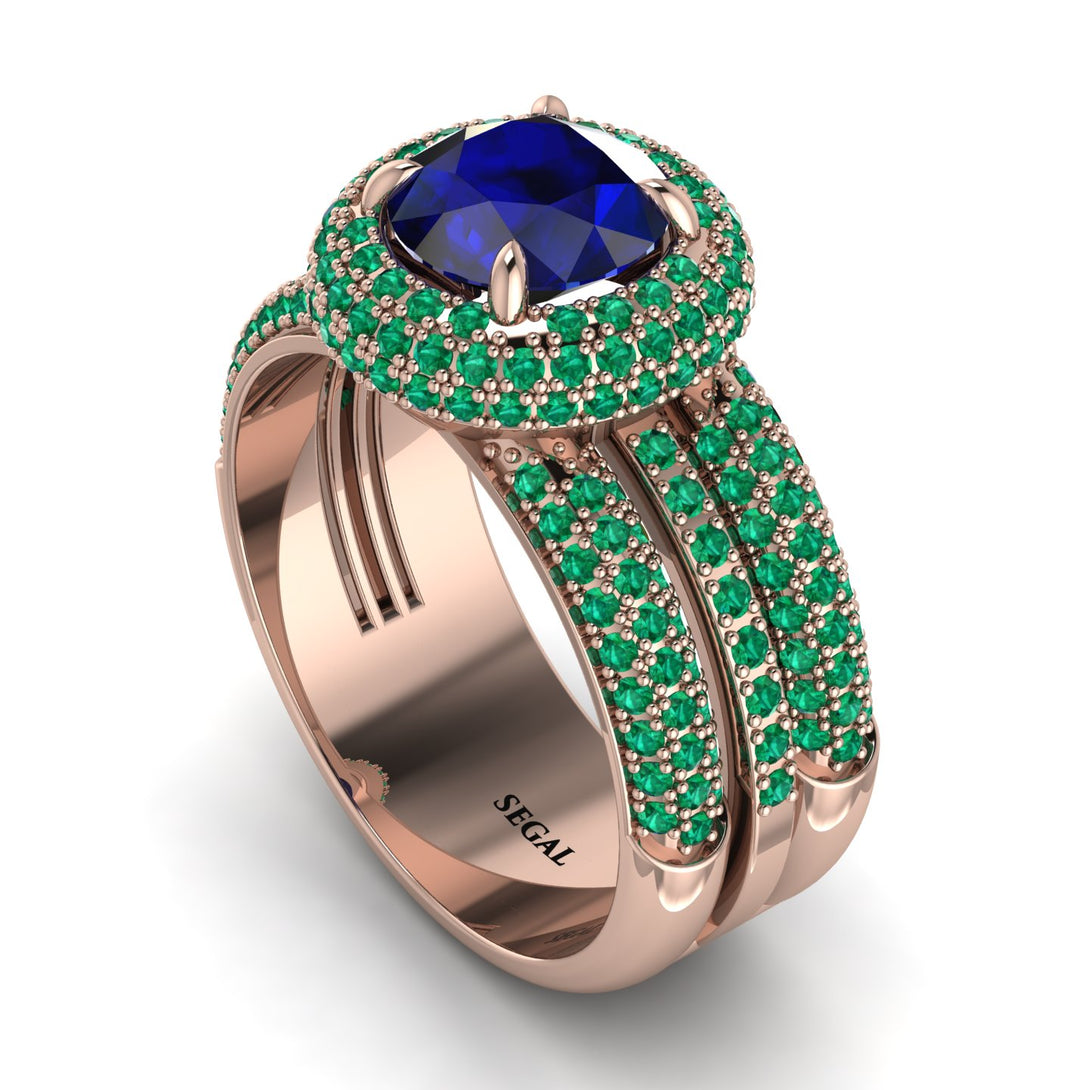Sapphire Halo Luxury Pave Engagement Ring - Sierra No. 29
