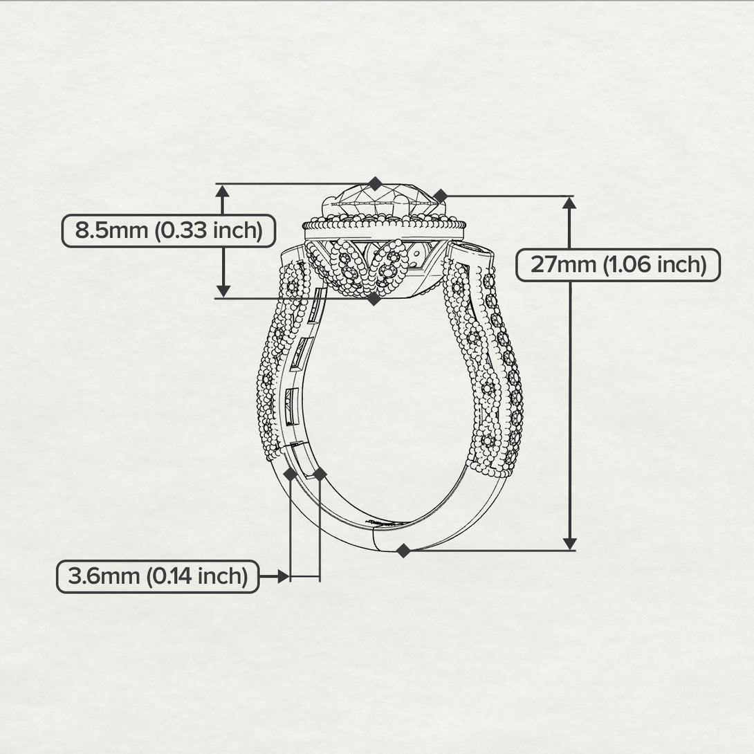 Milgrain Halo Pave Diamond Engagement Ring - Mabel No. 3
