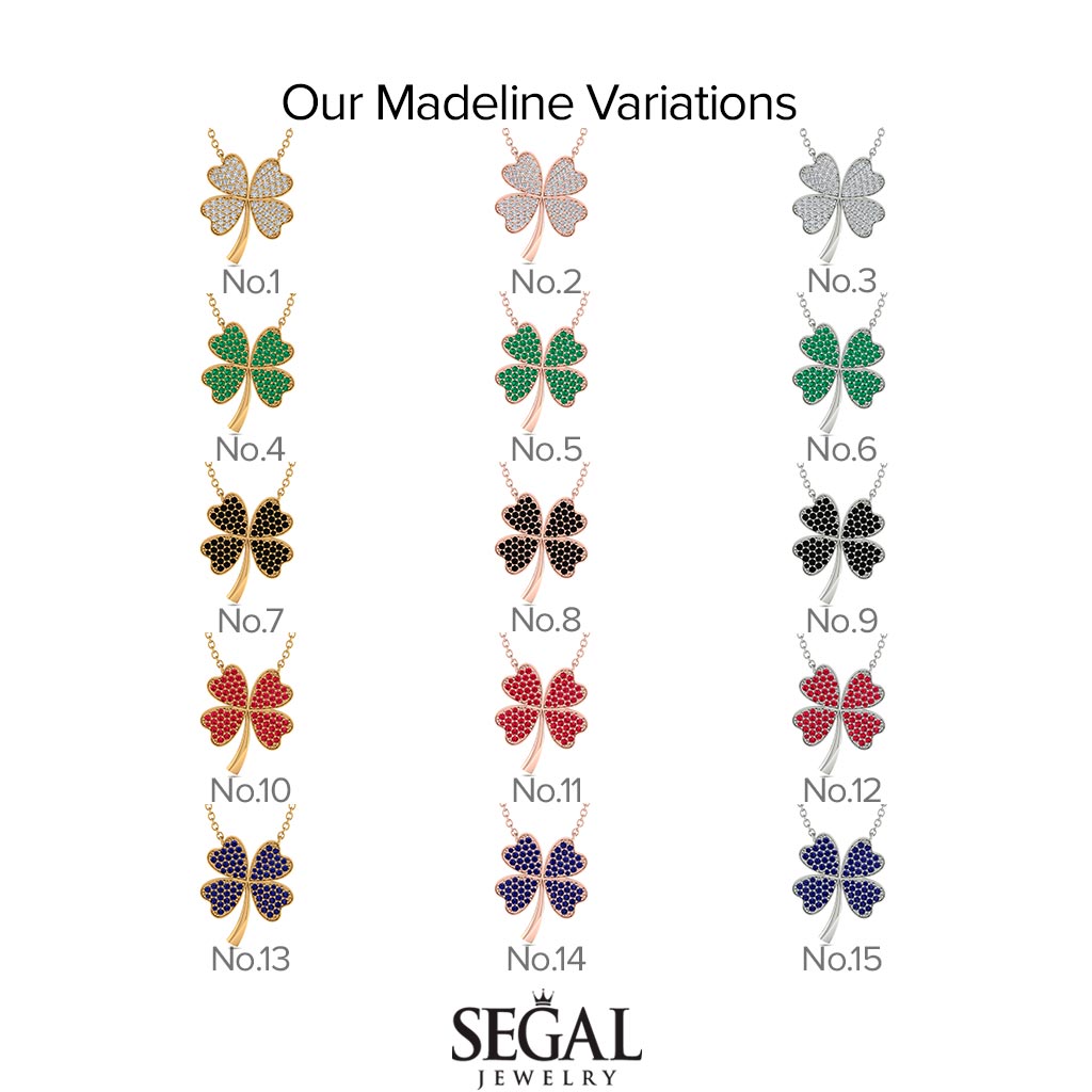 Four-Leaf Clover Pendant In Solid Gold With Emerald - Madeline No. 4