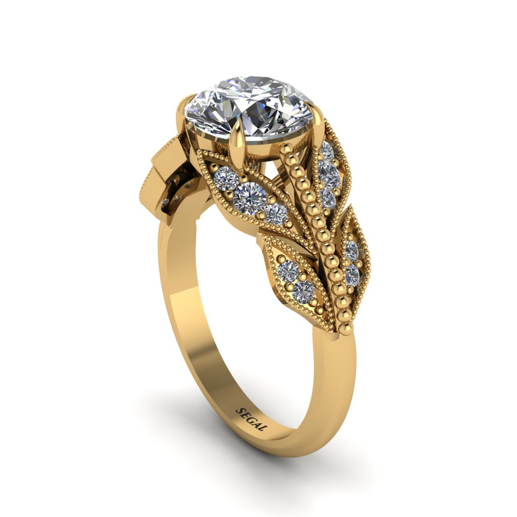 Diamond Majestic Leaf Gold Engagement Ring - Makenna No. 1