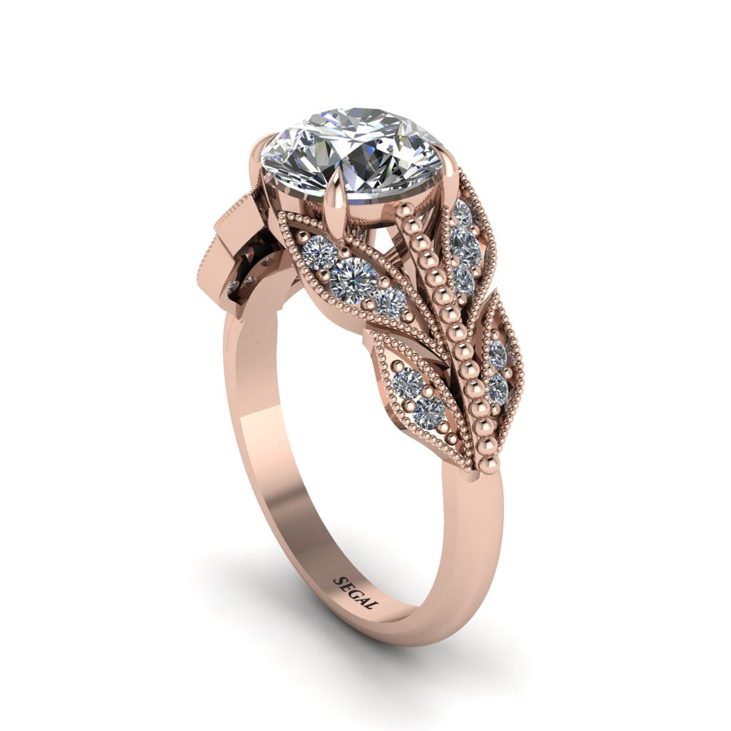 Diamond Majestic Leaf Gold Engagement Ring - Makenna No. 2