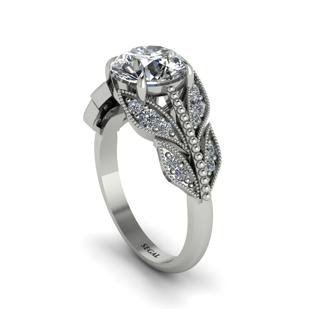 Diamond Majestic Leaf Gold Engagement Ring - Makenna No. 3