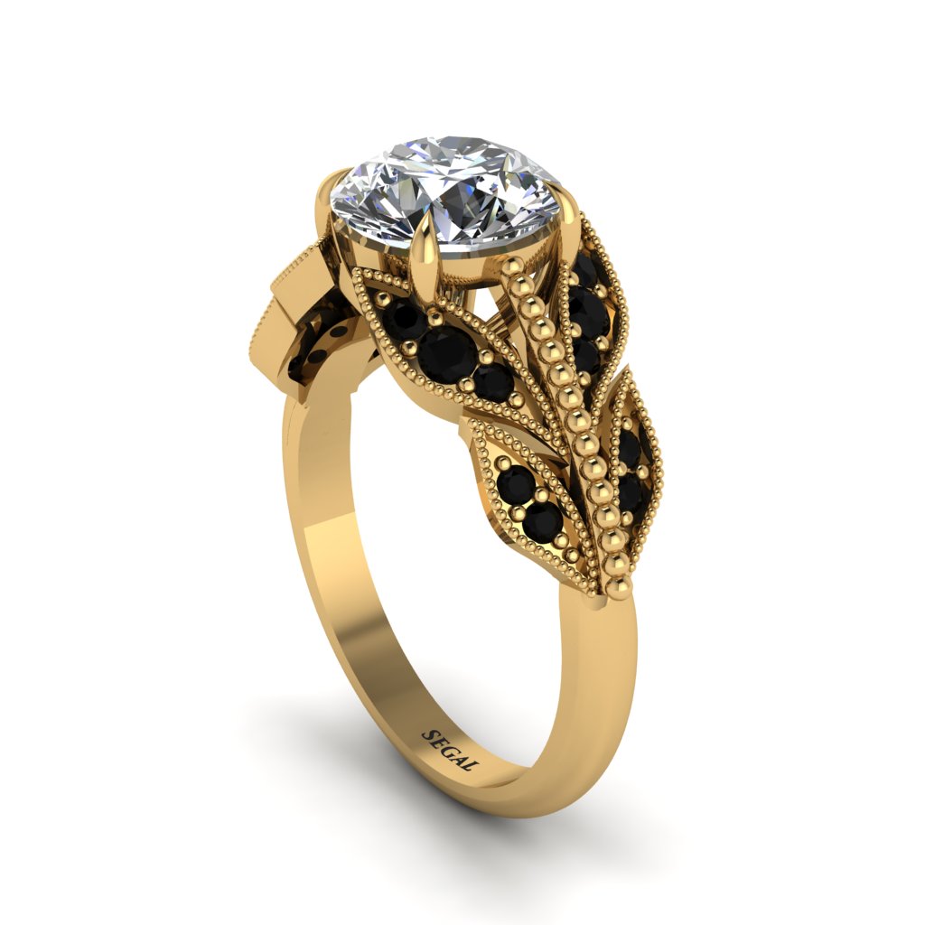 Diamond Majestic Leaf Gold Engagement Ring - Makenna No. 31