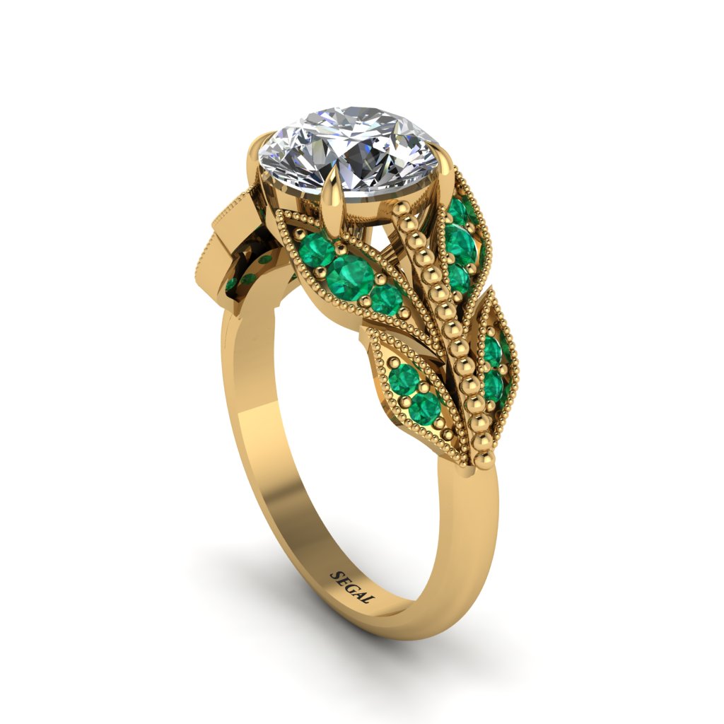 Diamond Majestic Leaf Gold Engagement Ring - Makenna No. 16