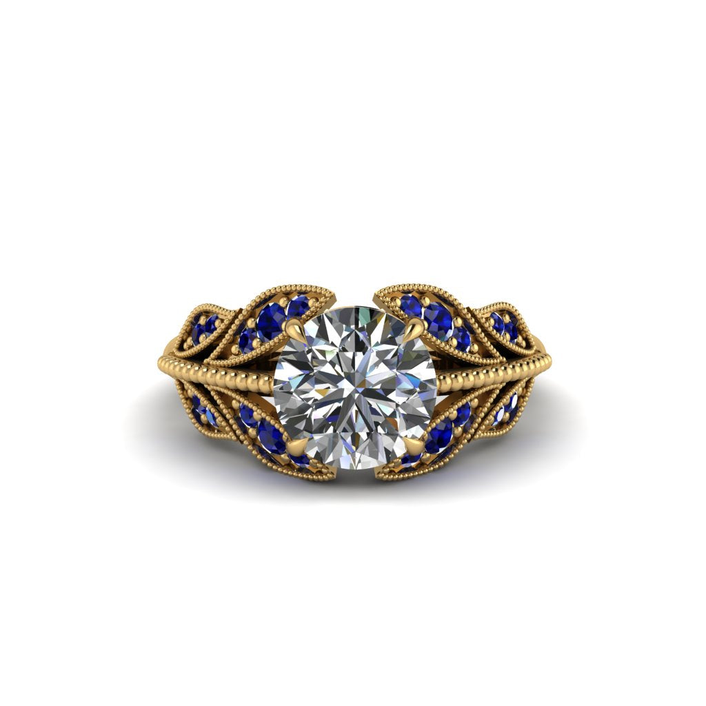 Diamond Majestic Leaf Gold Engagement Ring - Makenna No. 61