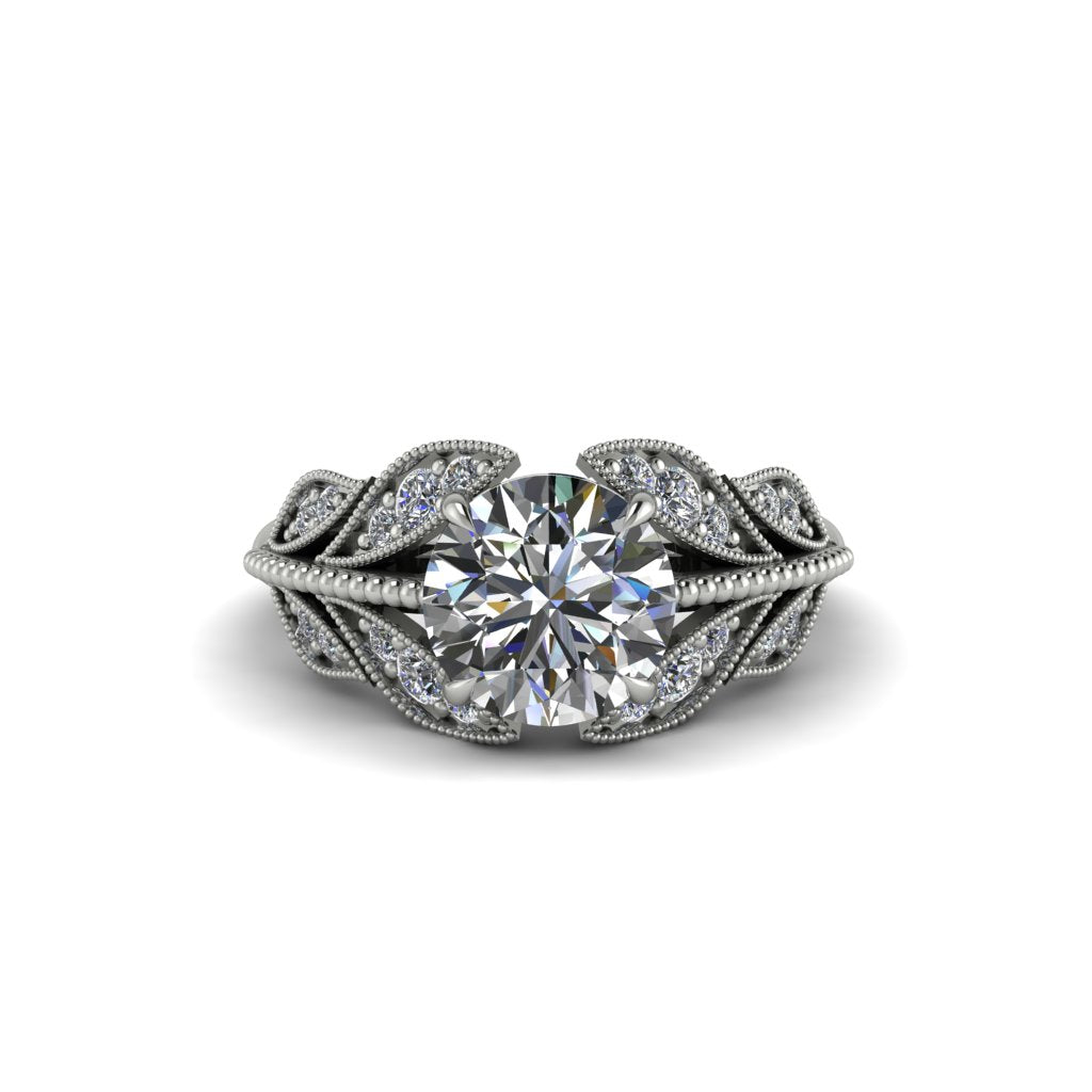 Diamond Majestic Leaf Gold Engagement Ring - Makenna No. 3