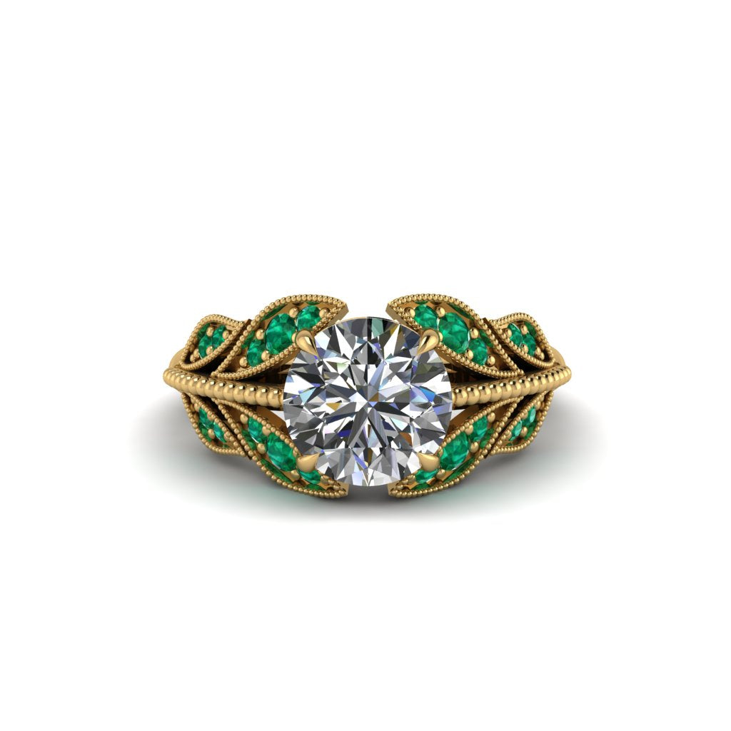 Diamond Majestic Leaf Gold Engagement Ring - Makenna No. 16