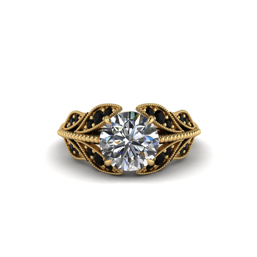 Diamond Majestic Leaf Gold Engagement Ring - Makenna No. 31