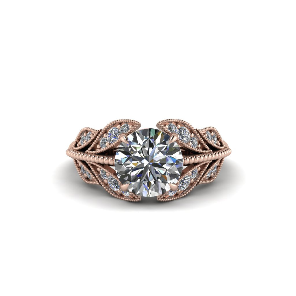 Diamond Majestic Leaf Gold Engagement Ring - Makenna No. 2