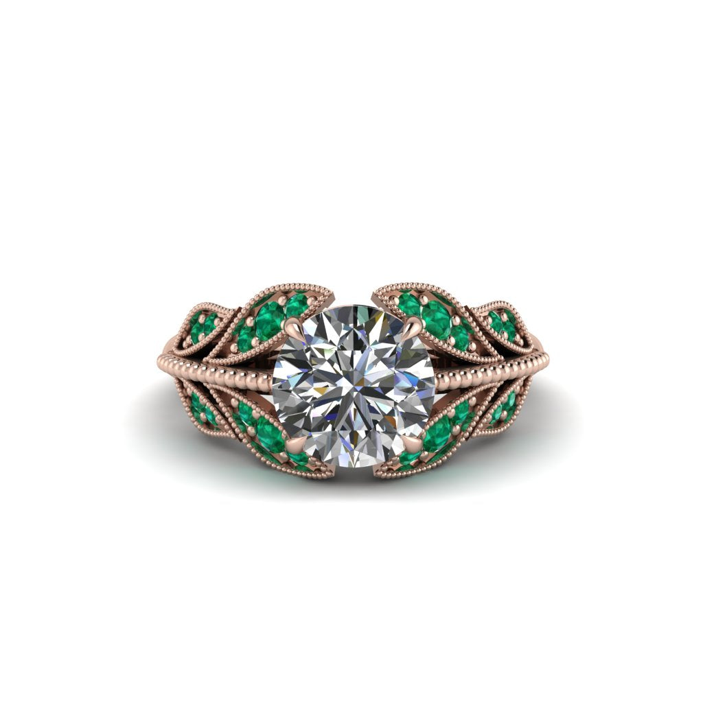 Diamond Majestic Leaf Gold Engagement Ring - Makenna No. 17