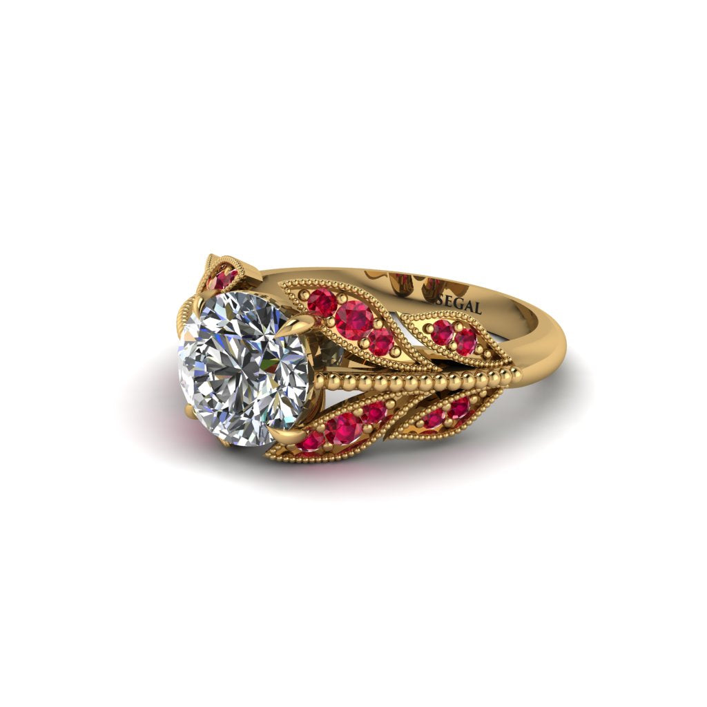 Diamond Majestic Leaf Gold Engagement Ring - Makenna No. 46