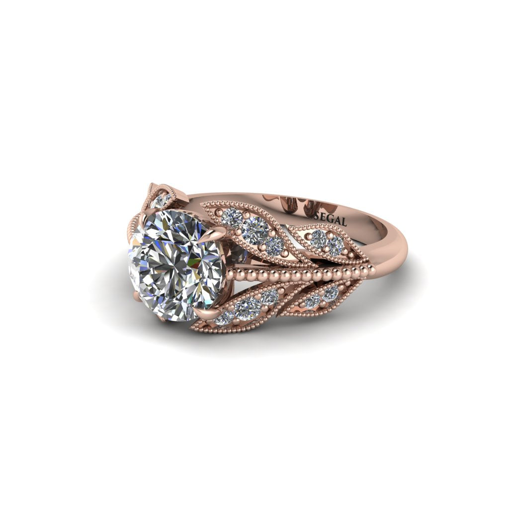 Diamond Majestic Leaf Gold Engagement Ring - Makenna No. 2