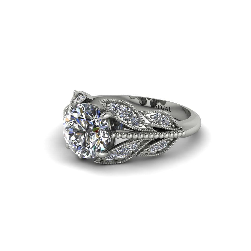 Diamond Majestic Leaf Gold Engagement Ring - Makenna No. 3