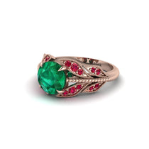 Emerald Majestic Leaf Gold Engagement Ring - Makenna No. 50 image 1