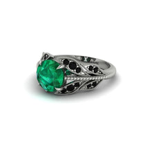 Emerald Majestic Leaf Gold Engagement Ring - Makenna No. 36 image 1