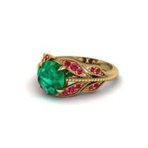 Emerald Majestic Leaf Gold Engagement Ring - Makenna No. 49 image 1