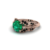Emerald Majestic Leaf Gold Engagement Ring - Makenna No. 35 image 1