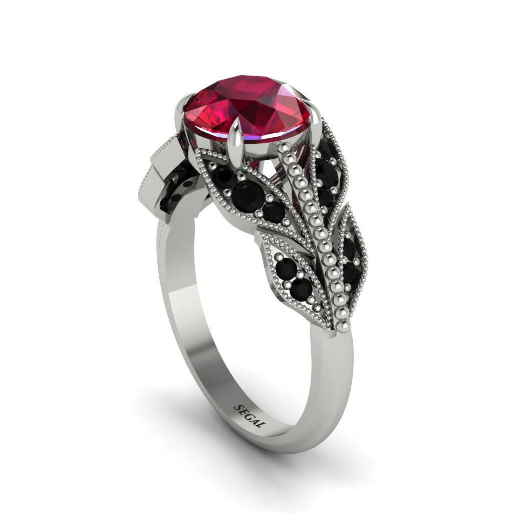 Ruby Majestic Leaf Gold Engagement Ring - Makenna No. 42