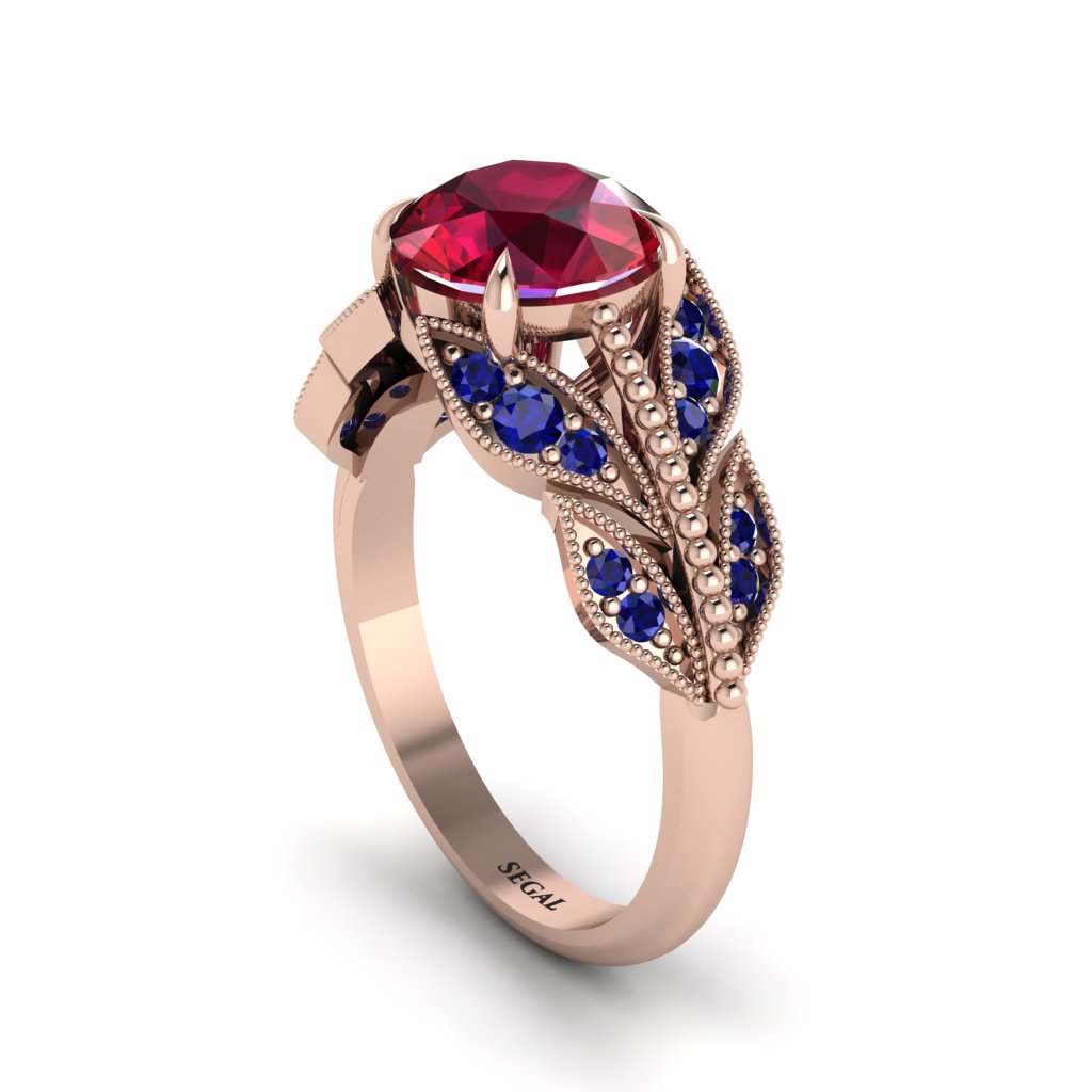 Ruby Majestic Leaf Gold Engagement Ring - Makenna No. 71