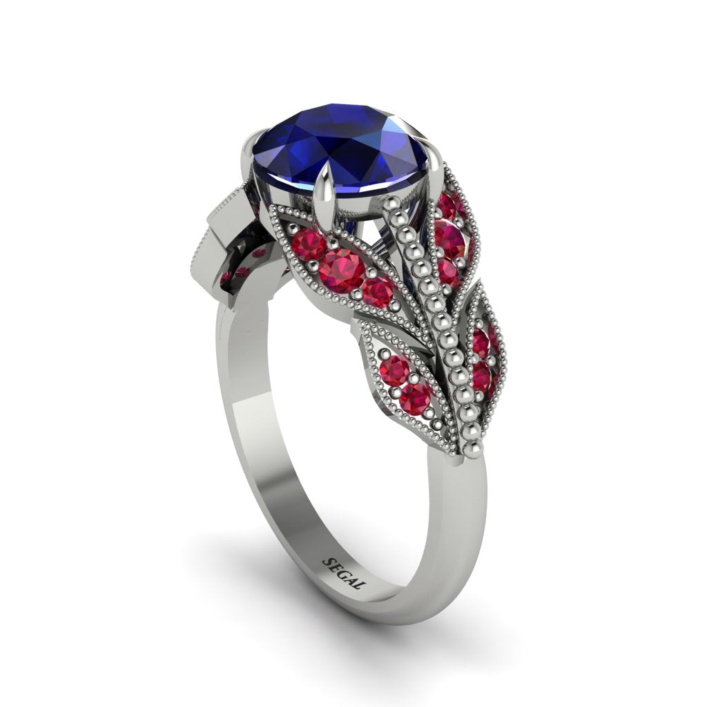Sapphire Majestic Leaf Gold Engagement Ring - Makenna No. 60