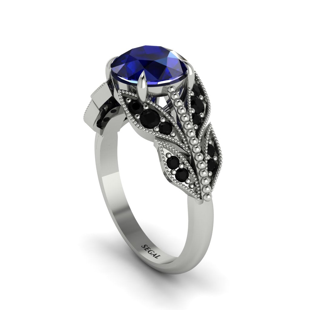 Sapphire Majestic Leaf Gold Engagement Ring - Makenna No. 45