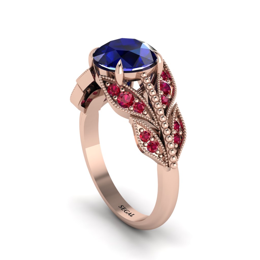 Sapphire Majestic Leaf Gold Engagement Ring - Makenna No. 59