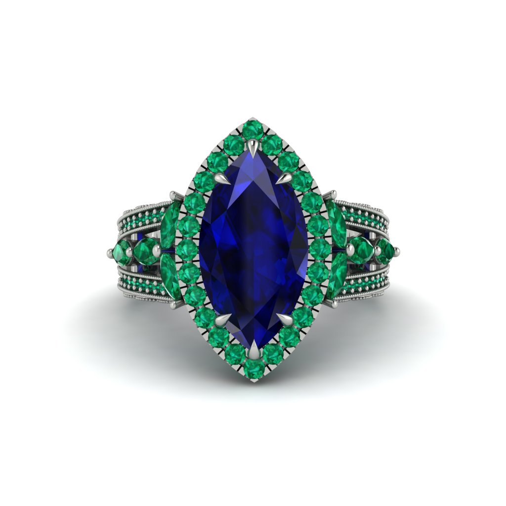 Sapphire Majestic Splendor Engagement Ring - Antonella No. 30