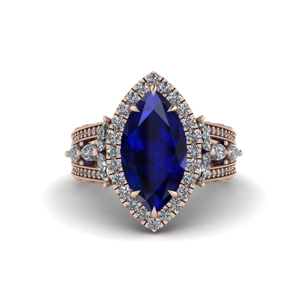 Sapphire Majestic Splendor Engagement Ring - Antonella No. 14