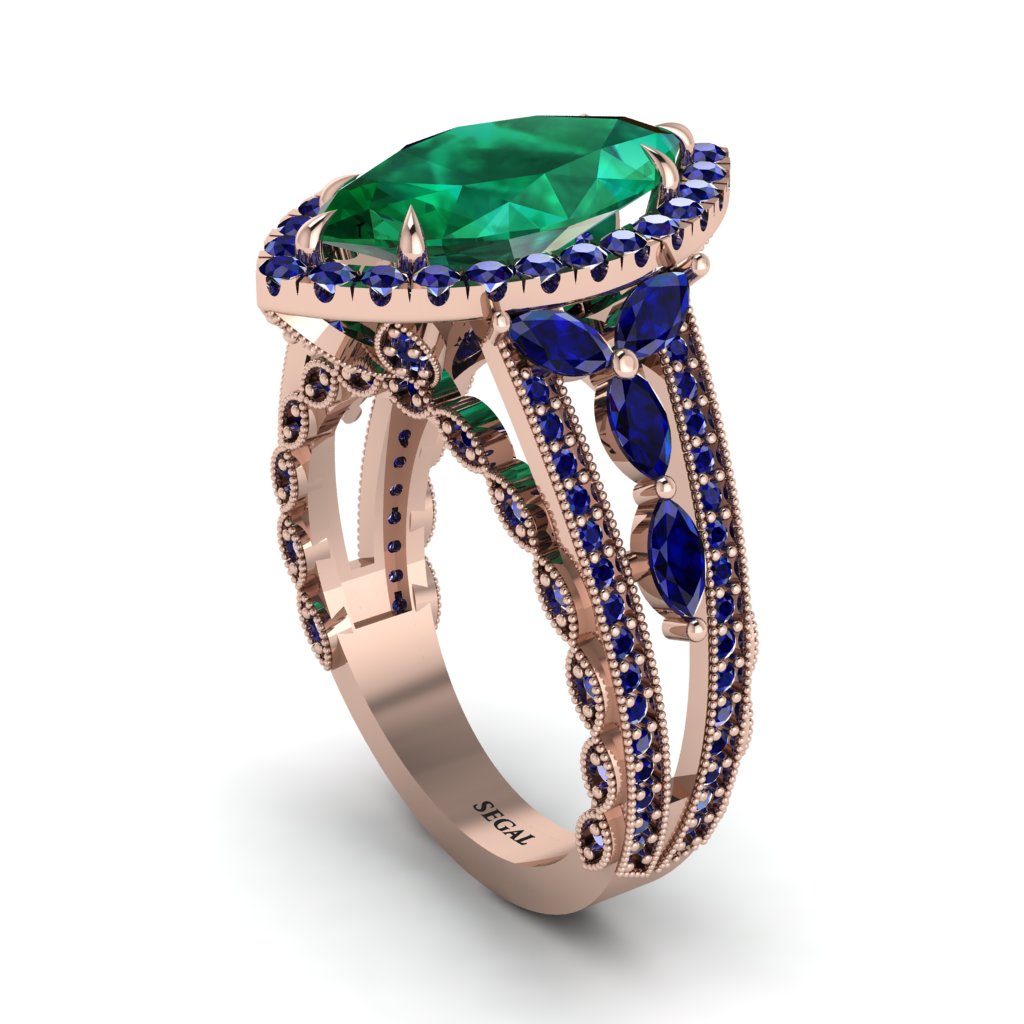 Emerald Majestic Splendor Engagement Ring - Antonella No. 65