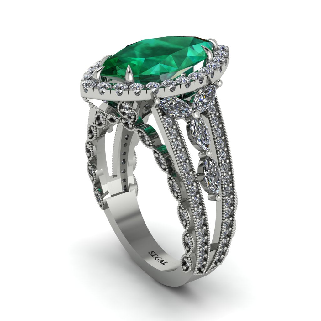Emerald Majestic Splendor Engagement Ring - Antonella No. 6