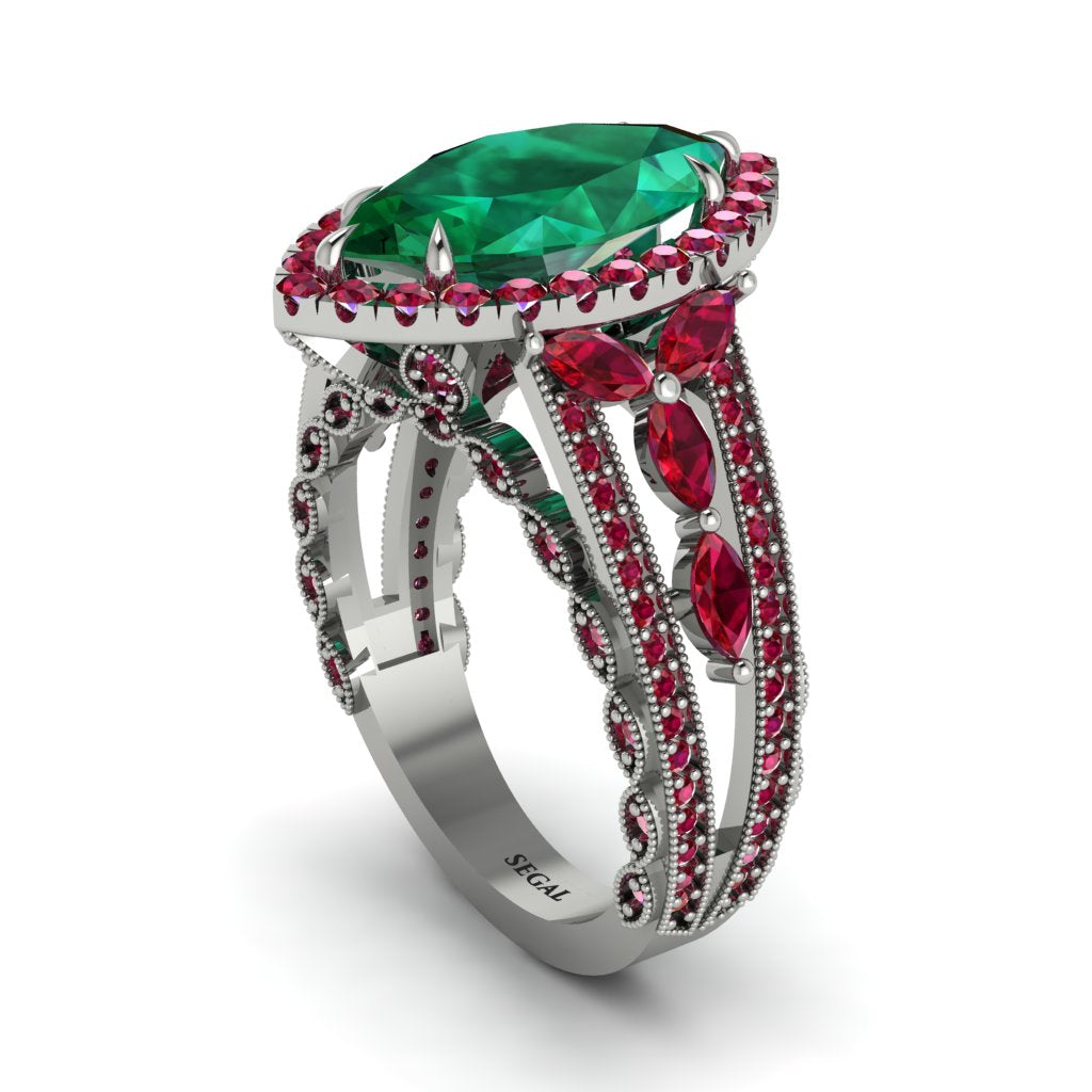 Emerald Majestic Splendor Engagement Ring - Antonella No. 51