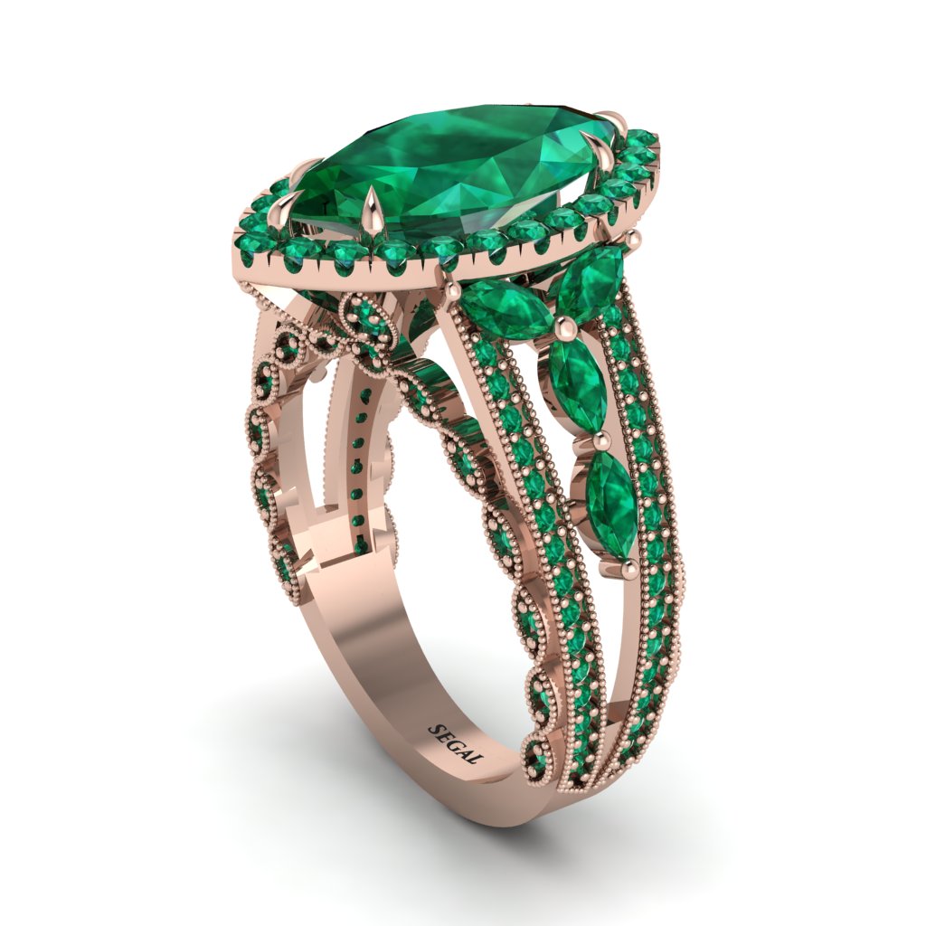 Emerald Majestic Splendor Engagement Ring - Antonella No. 20