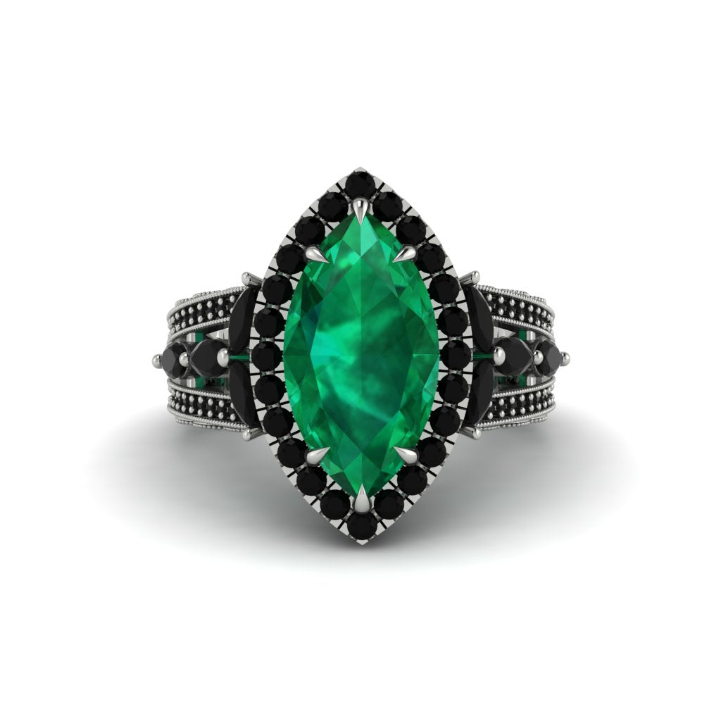 Emerald Majestic Splendor Engagement Ring - Antonella No. 36