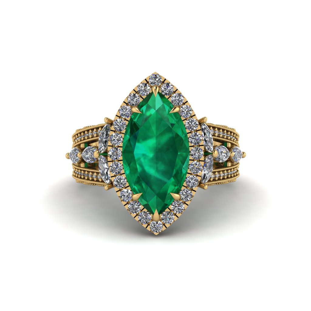 Emerald Majestic Splendor Engagement Ring - Antonella No. 4