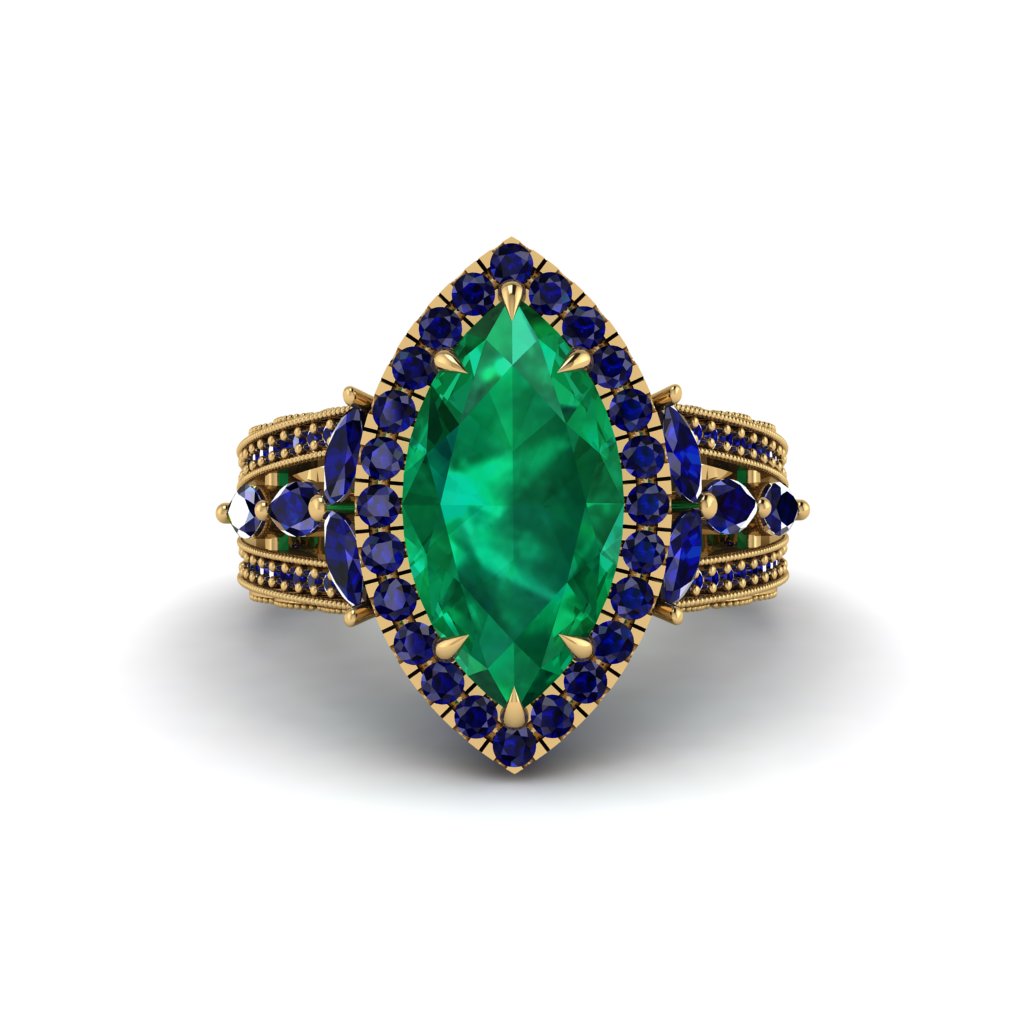 Emerald Majestic Splendor Engagement Ring - Antonella No. 64