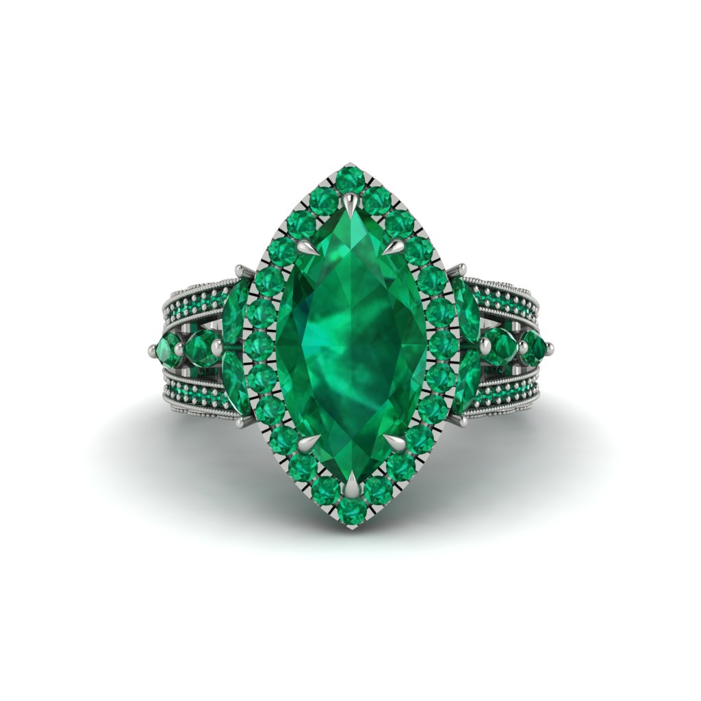 Emerald Majestic Splendor Engagement Ring - Antonella No. 21