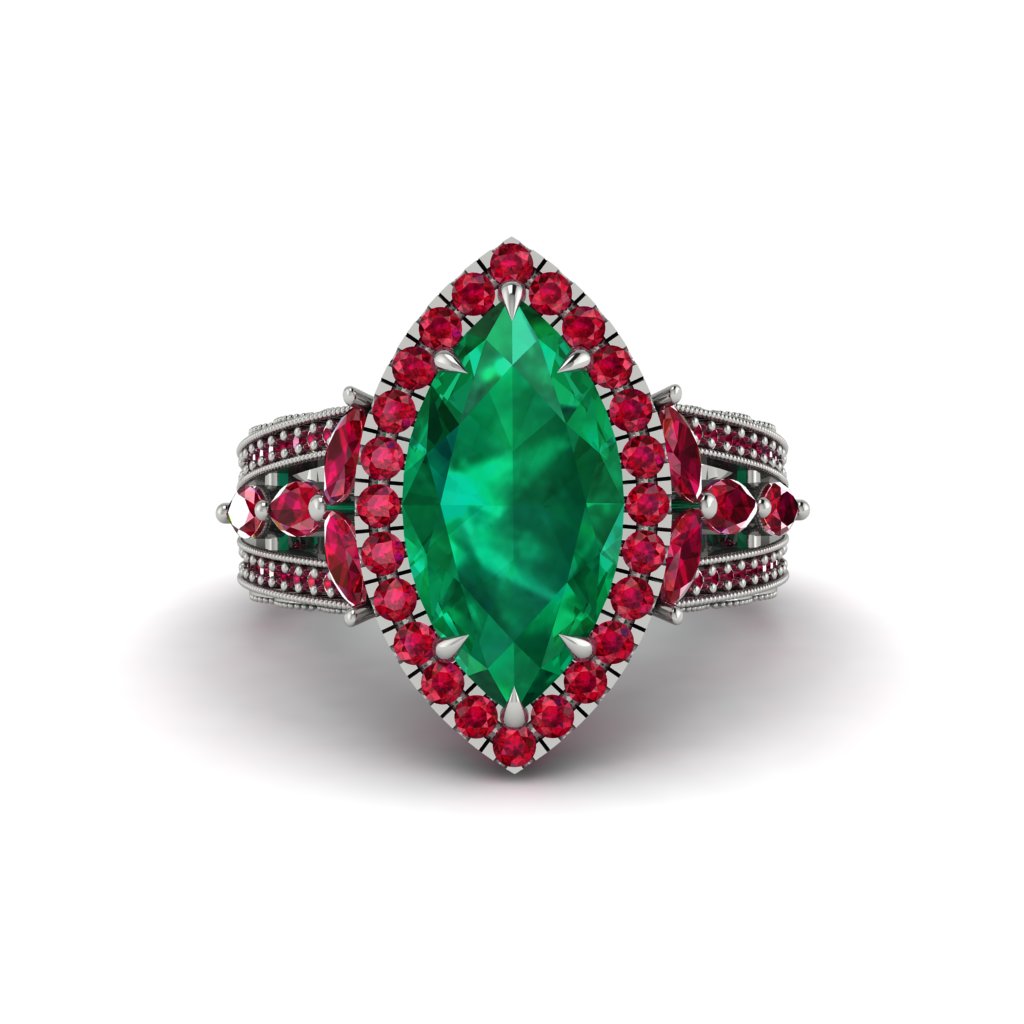 Emerald Majestic Splendor Engagement Ring - Antonella No. 51