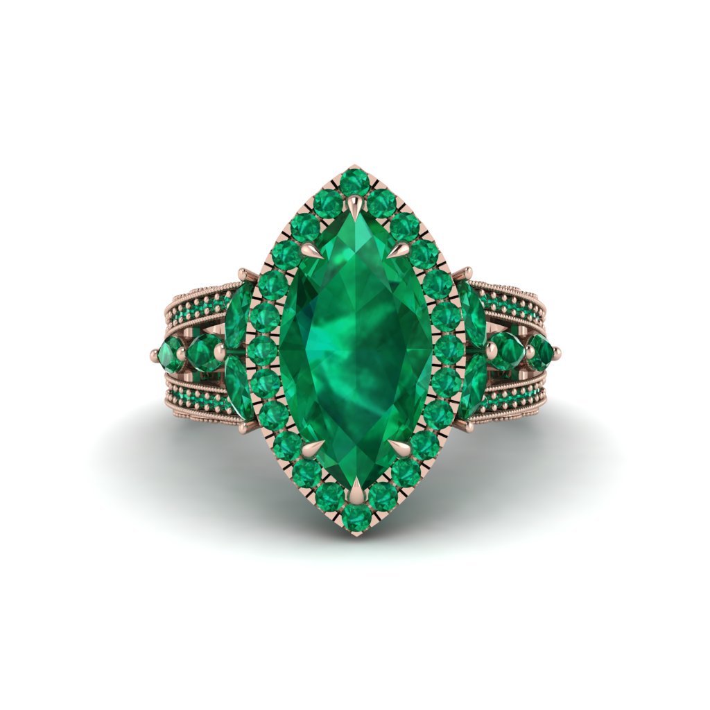 Emerald Majestic Splendor Engagement Ring - Antonella No. 20