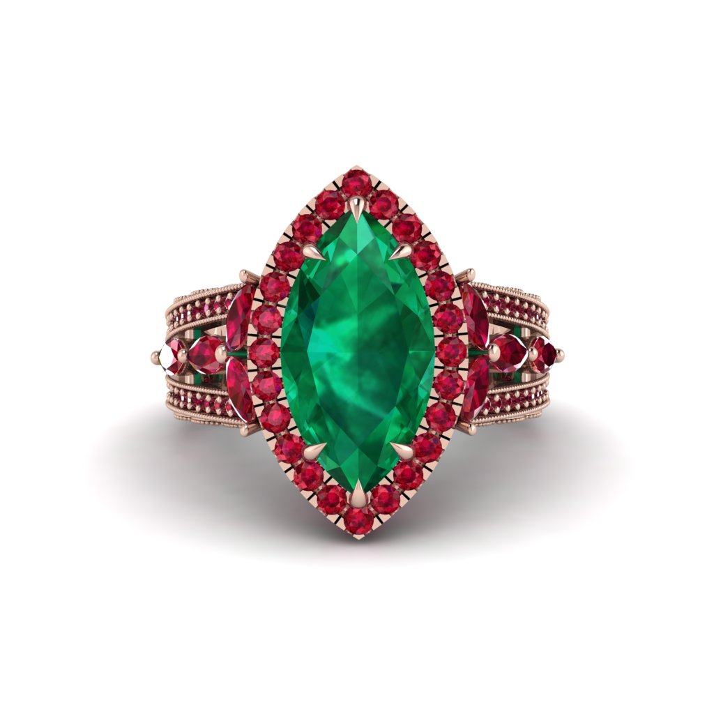 Emerald Majestic Splendor Engagement Ring - Antonella No. 50