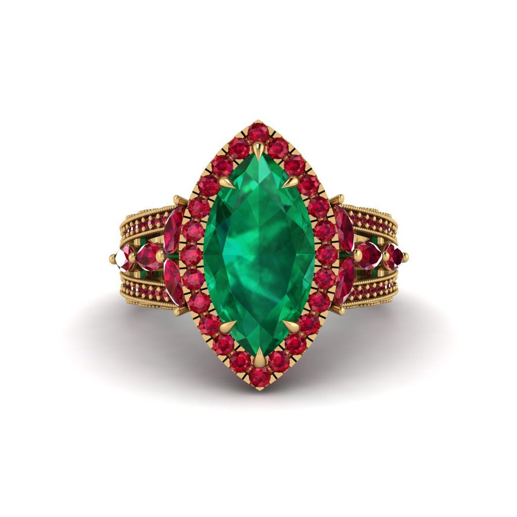 Emerald Majestic Splendor Engagement Ring - Antonella No. 49