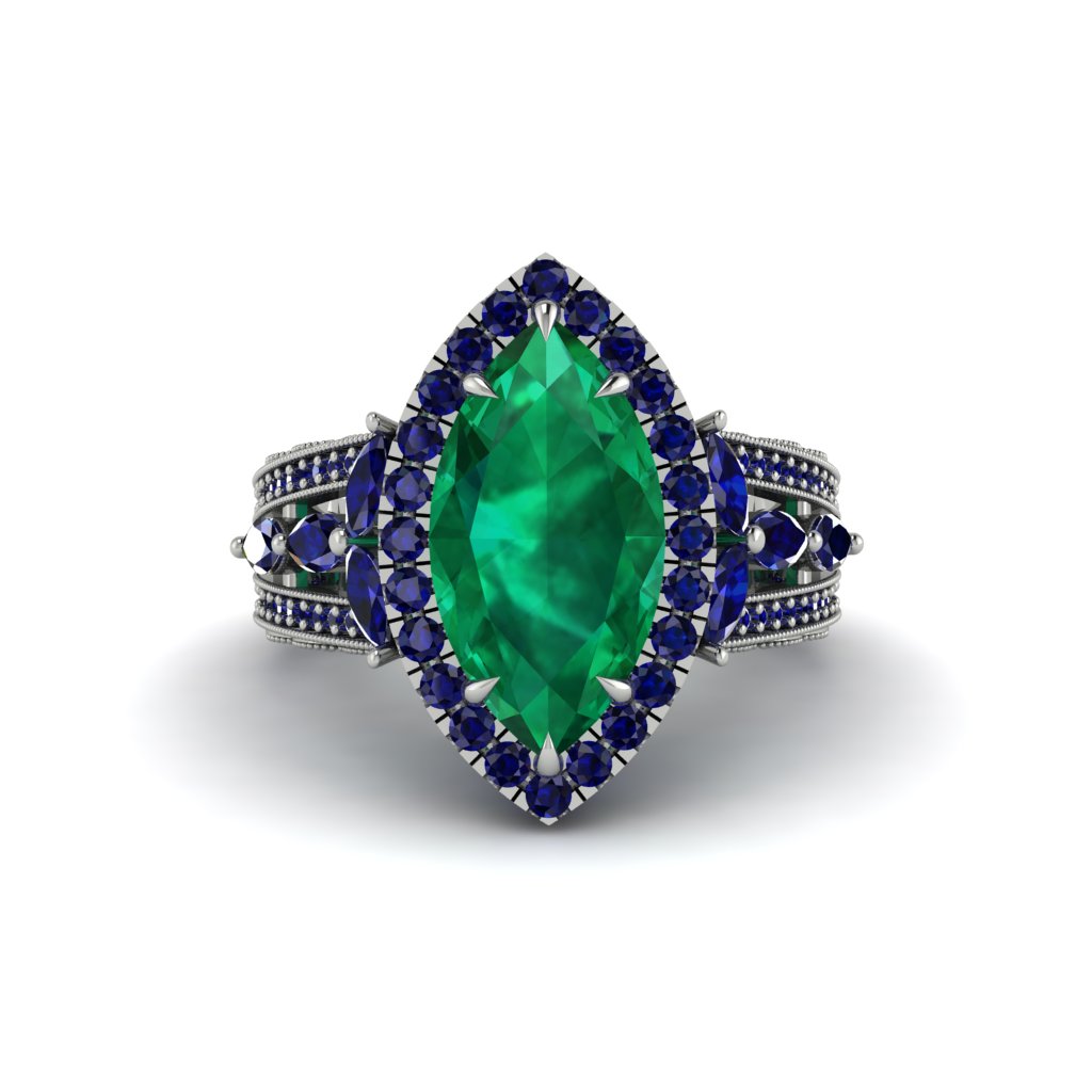 Emerald Majestic Splendor Engagement Ring - Antonella No. 66